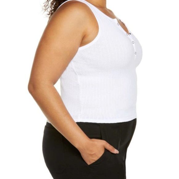 NWOT BP Rib Henley Tank in White (XL) - Picture 3 of 15